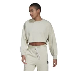 Felpa Da Donna Adidas Sportswear Studio Lounge Summer -Negozio Di Attrezzature Per Il Calcio he1717 3 apparel on model standard view white