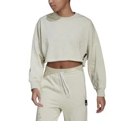 Felpa Da Donna Adidas Sportswear Studio Lounge Summer -Negozio Di Attrezzature Per Il Calcio he1717 4 apparel on model front view white